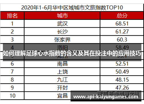 如何理解足球心水指数的含义及其在投注中的应用技巧